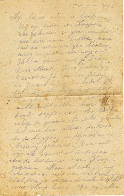 06 briefje Pa uit Kampen, 25-11-'44 origineel voorkant.jpg