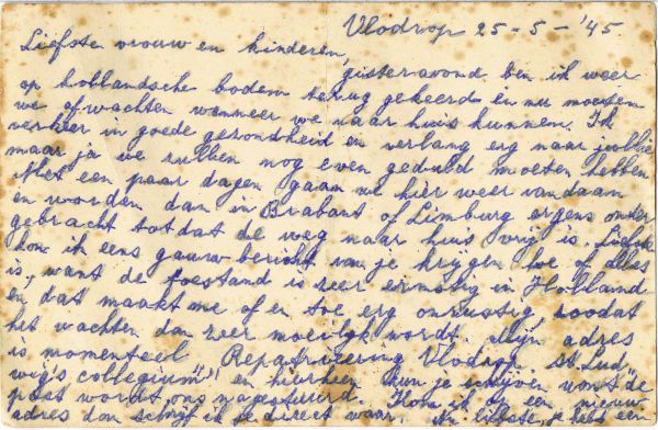 20 briefkaart Pa uit Vlodrop, 25-5-'45 voorkant.jpg